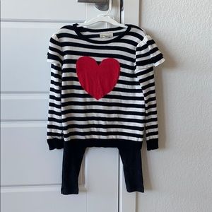 Striped Heart Sweater & Leggings size 4